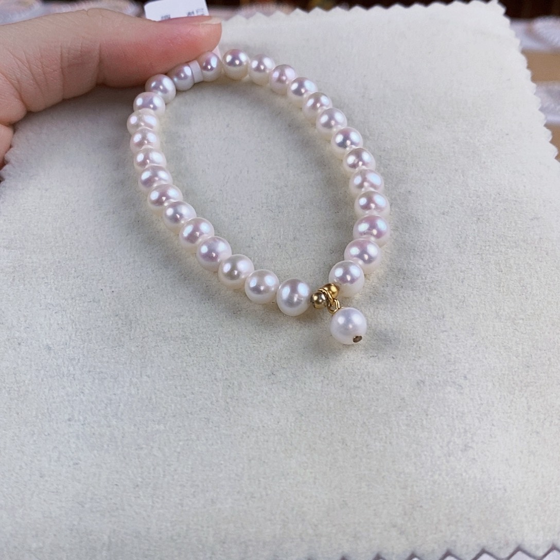 淡水珍珠银S925镶嵌手绳