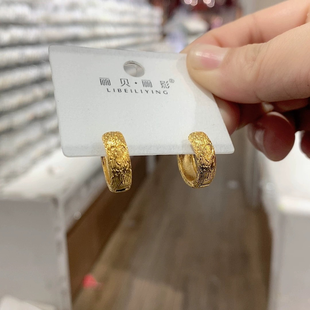 铜合金耳饰 5787 丽银品牌新款金钴金工艺法式耳圈耳扣