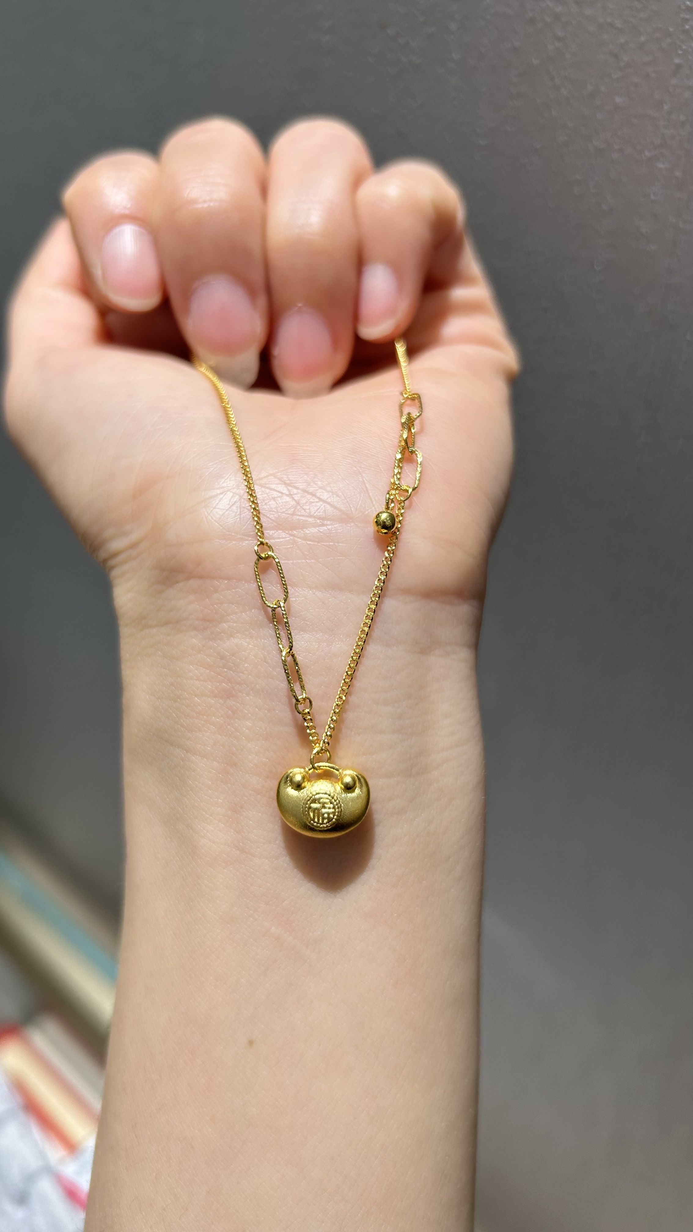 足金999福锁项链