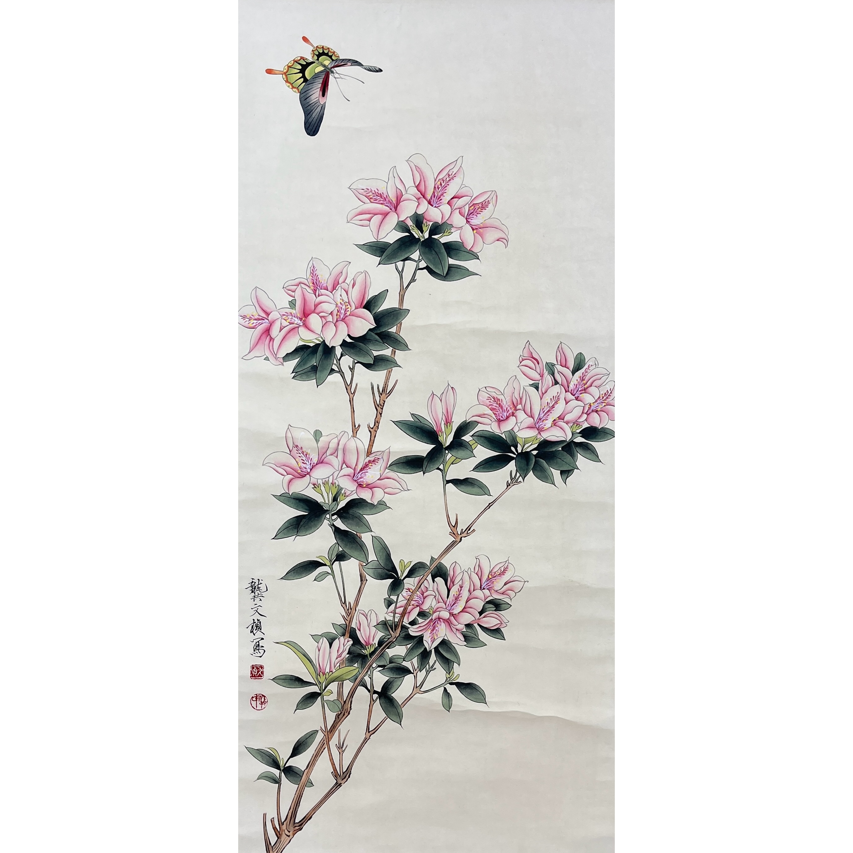 Lot 1141 龚文桢 《花鸟》89cm*40cm