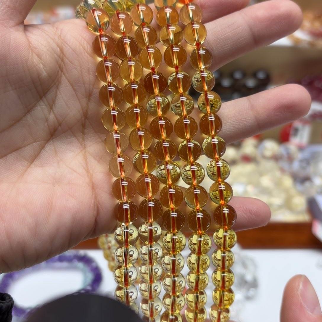 无非金属巴西黄圆珠8半成品