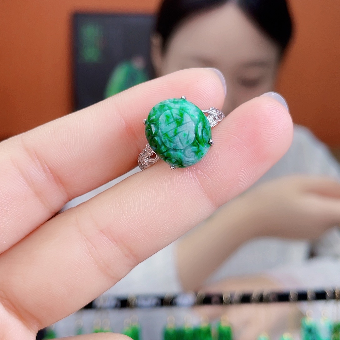 翡翠银S925镶嵌耳饰