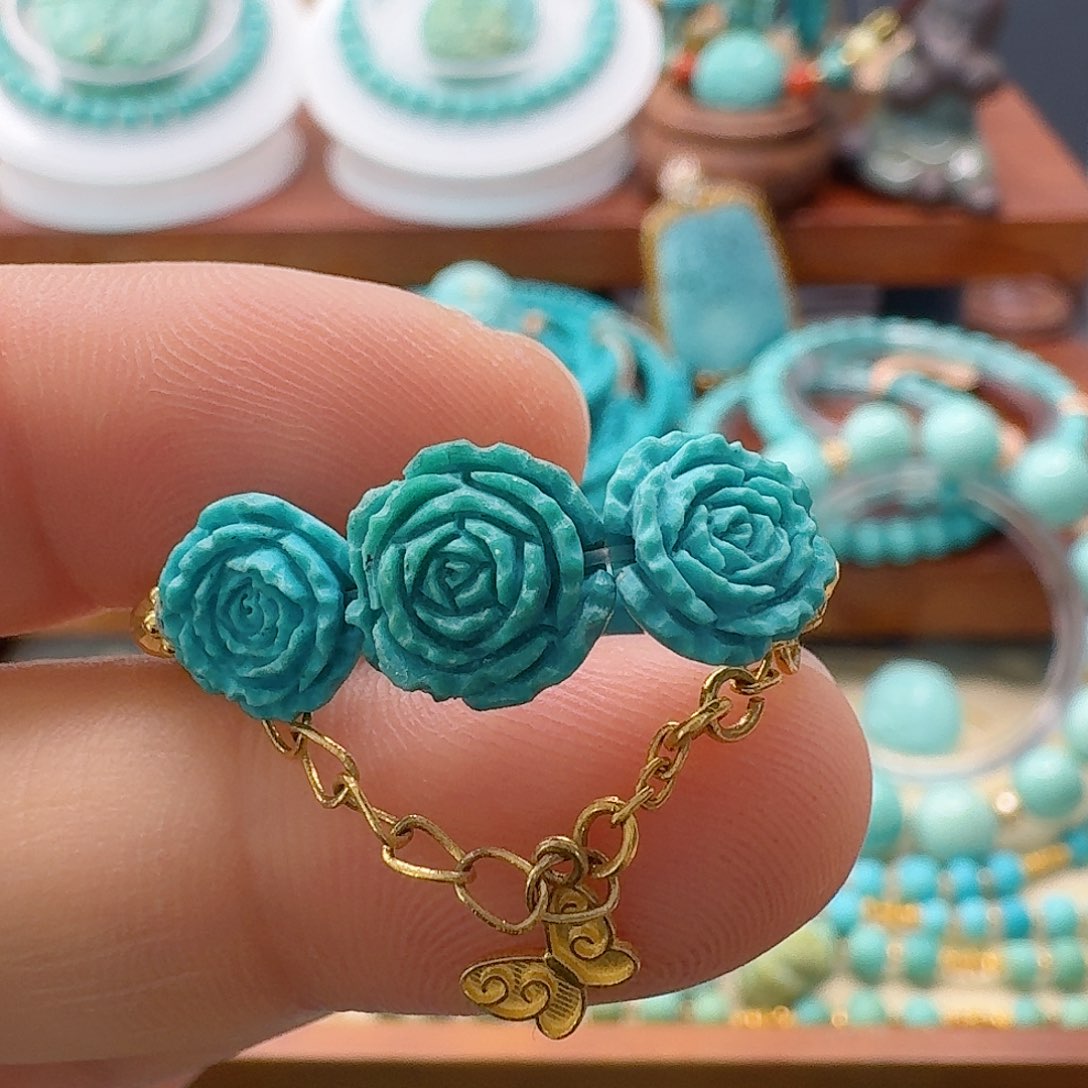 绿松石18K金镶嵌珠宝半成品