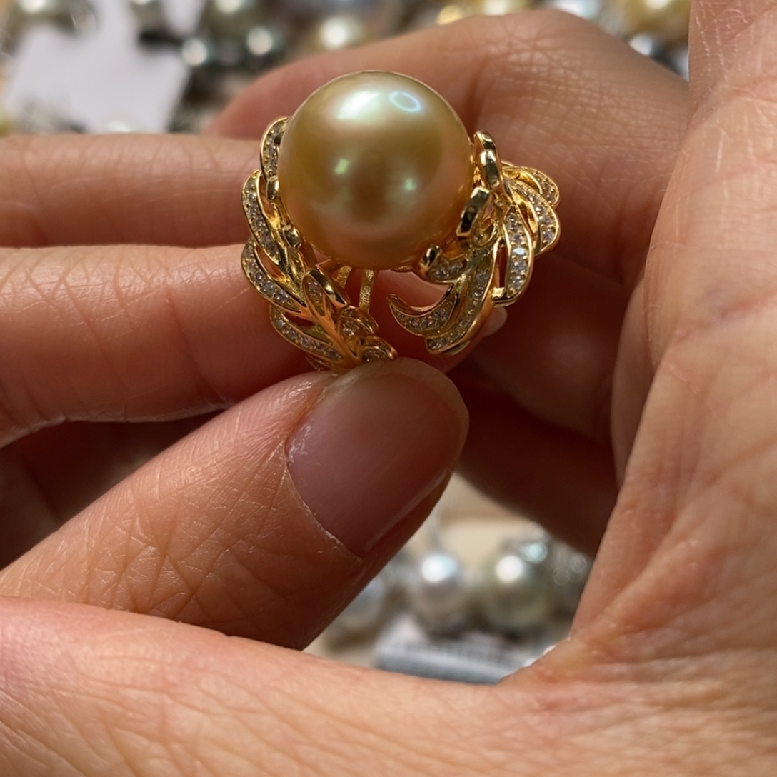 海水珍珠戒圈银S925镶嵌