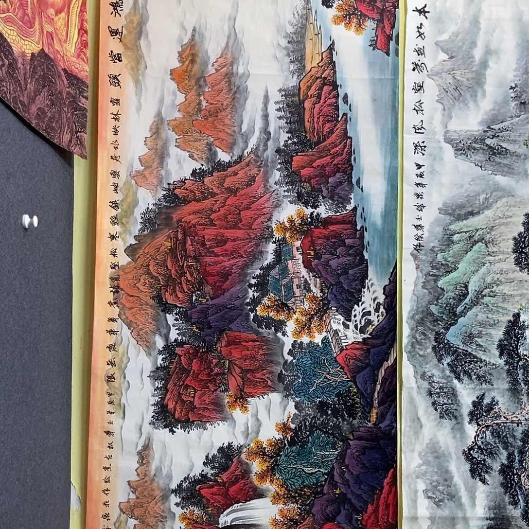 国画小八尺山水一副