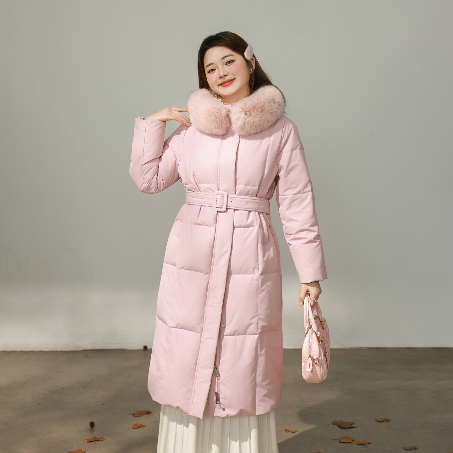 【专属运费贴】DM100显瘦百搭气质时尚狐狸毛直筒长款羽绒服2779YF