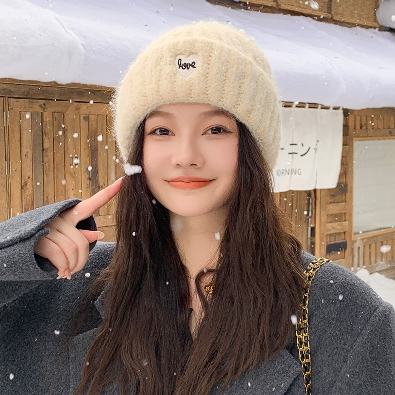 日系秋冬新款高级绒毛线针织帽潮流时尚女士保暖地主帽子复古风