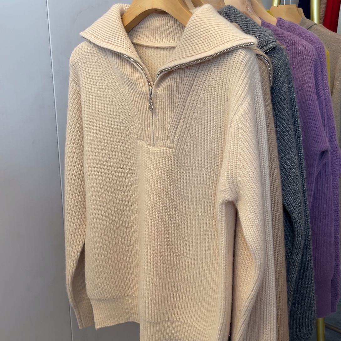 基础 半拉链 羊绒衫