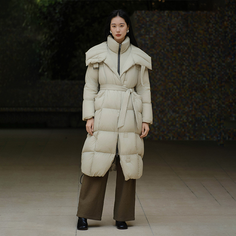 【折客优品】2025冬季新款时尚休闲显瘦长款连帽保暖羽绒服外套