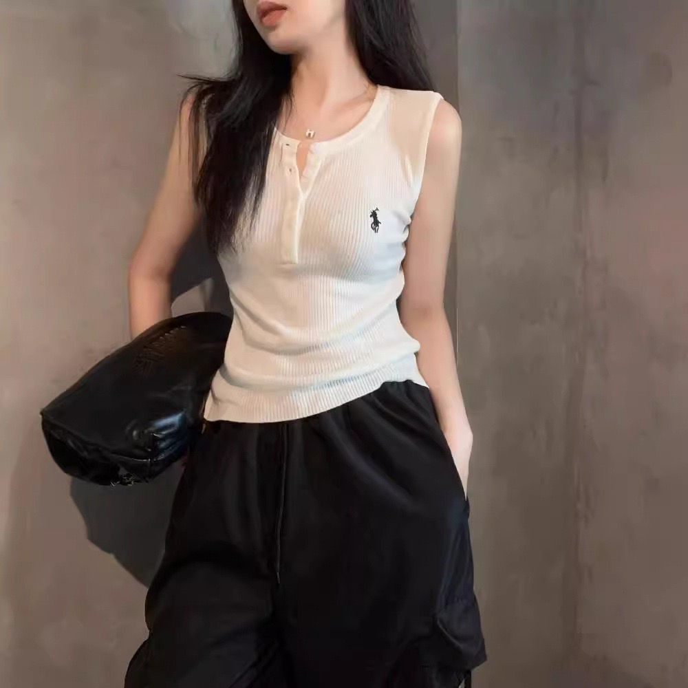 韩版刺绣小马针织背心女夏季新款外穿设计感无袖修身慵懒风上衣