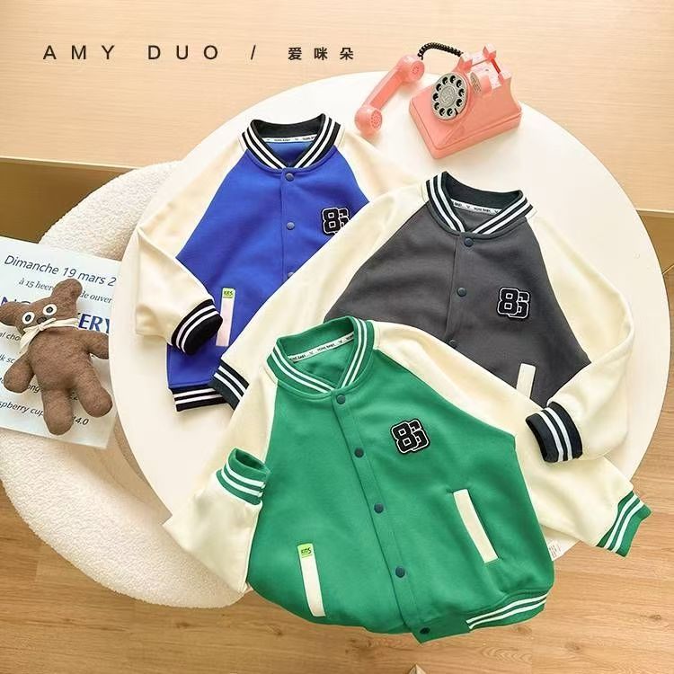 春秋款儿童棒球服2025新款加绒加厚外套