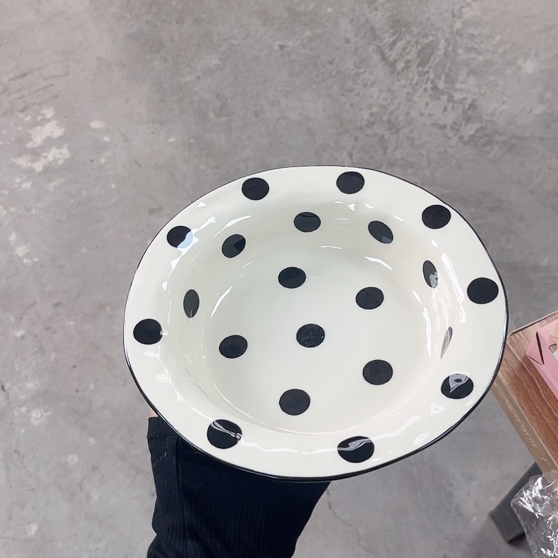 陶瓷8寸波点草帽盘陶瓷餐具系列