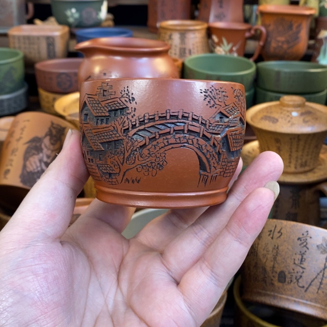 紫砂杯子宜兴全手工紫砂杯