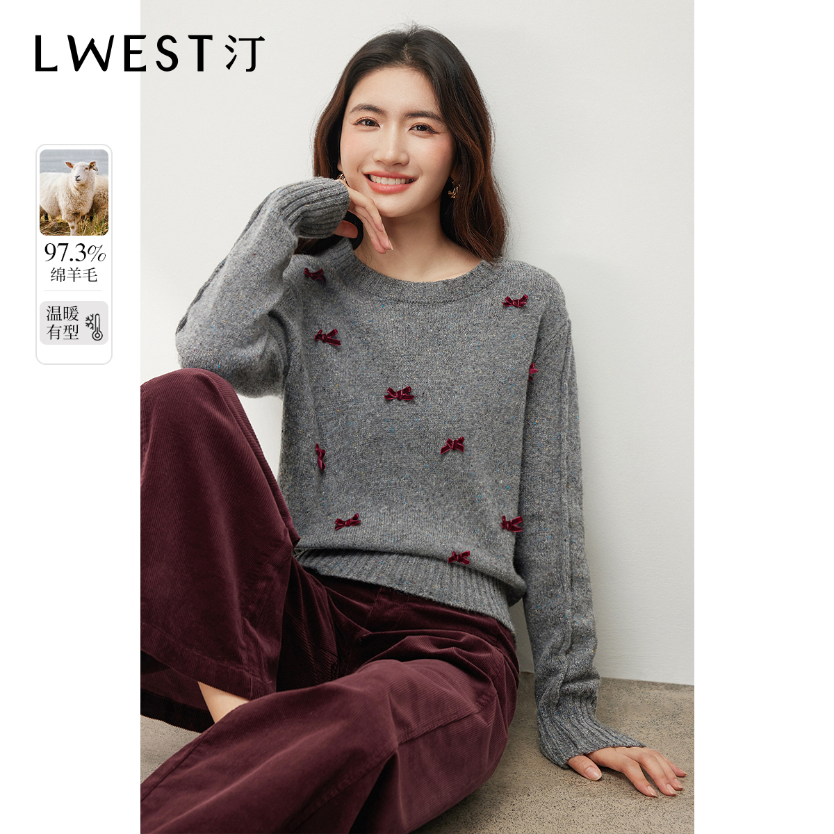 【小铃铛专属】朗文斯汀设计感别致蝴蝶结针织衫DTMZ4511D12947