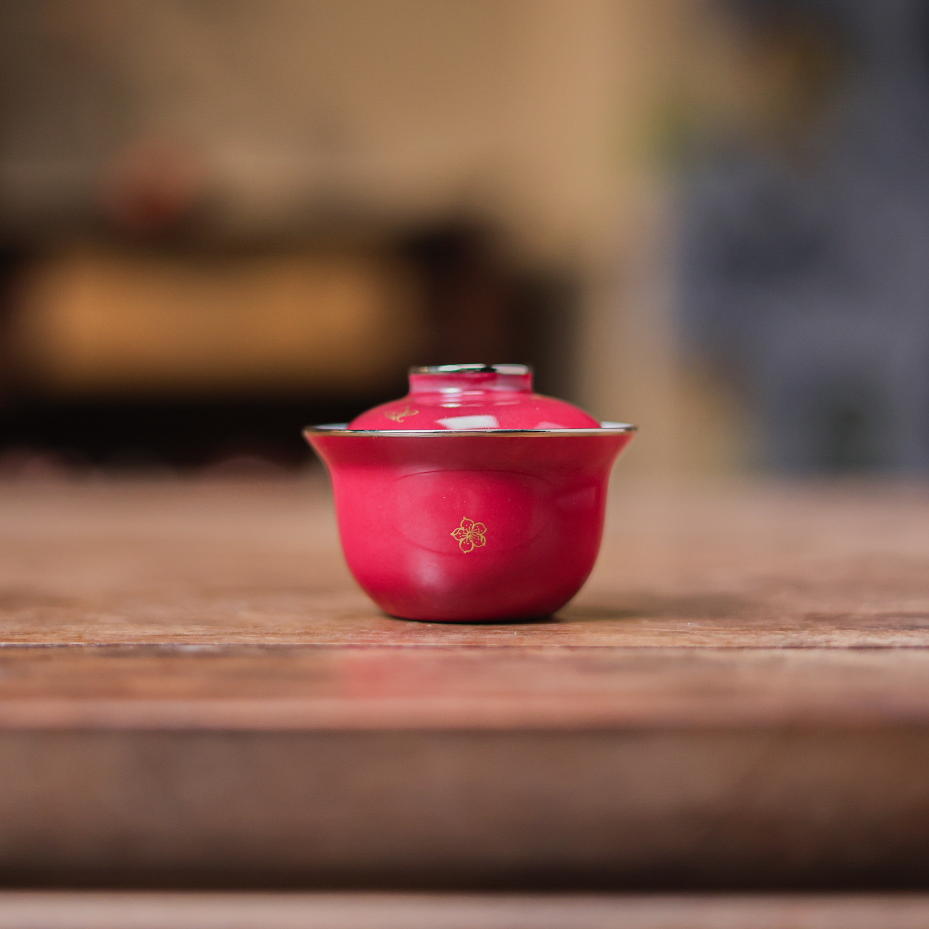 【所谓】玫瑰红-华隐堂-陶瓷财富小盖碗瓷盖碗茶杯茶具（华隐S1125）