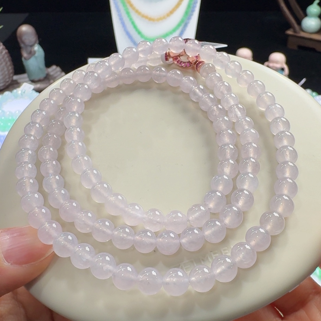 未镶嵌手链翡翠福利款！冰少女粉长串6mm