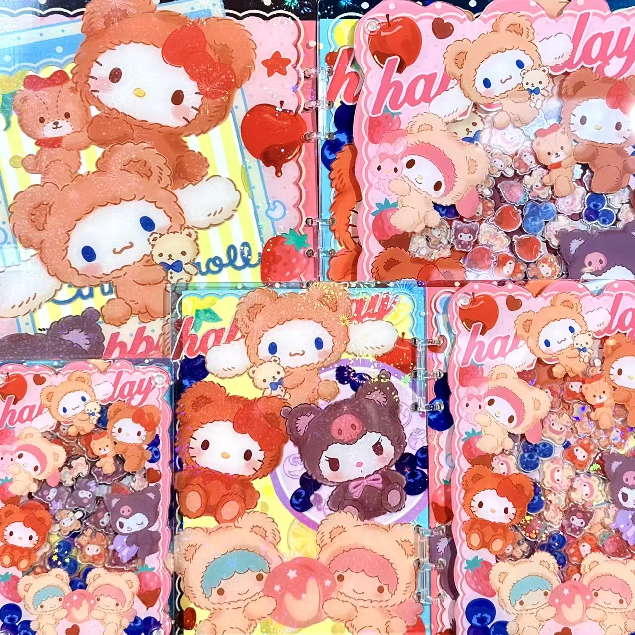 【新款毛绒三丽鸥】高定摇摇本套餐活页本手工DIY收纳盒亚克力