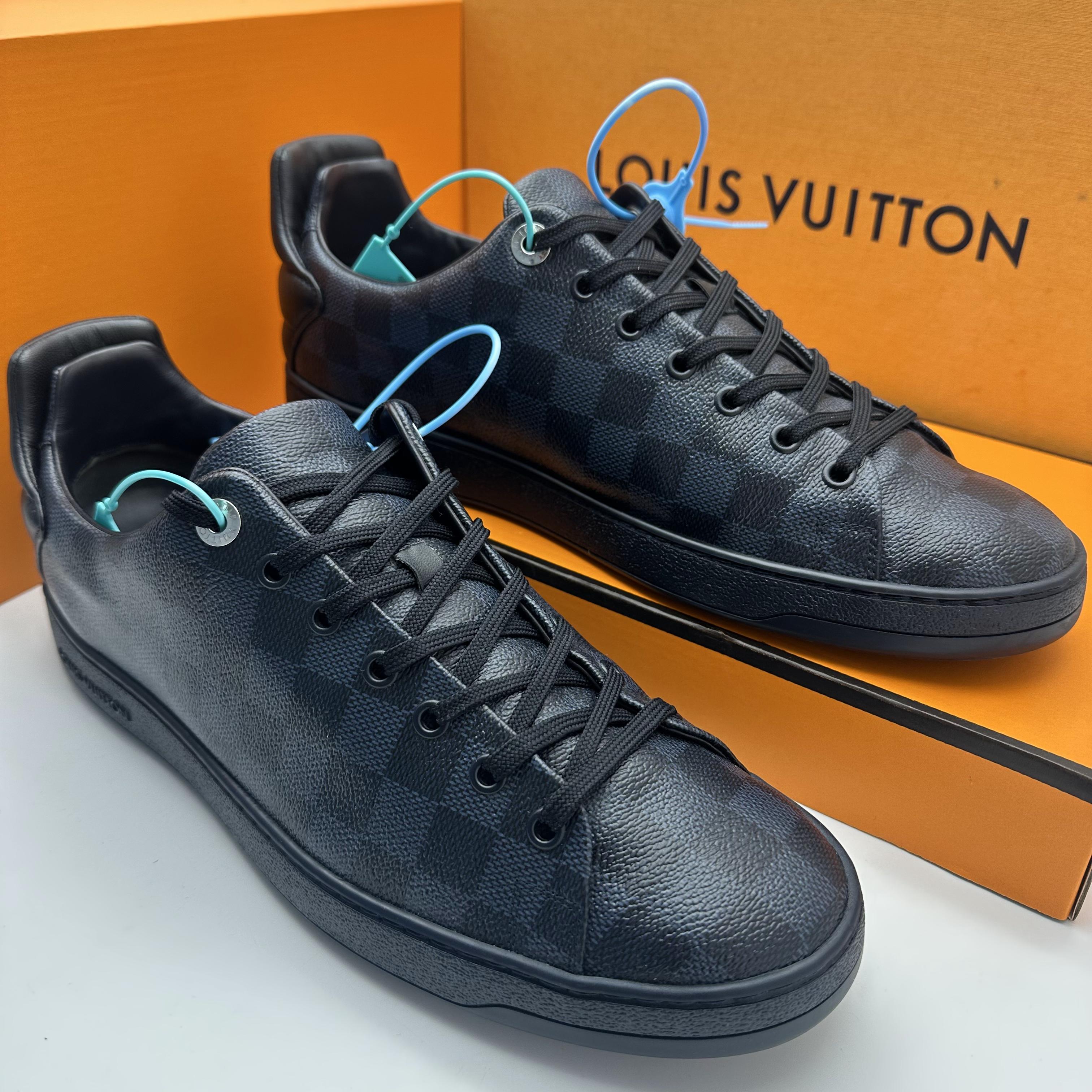 95新 LouisVuitton/路易威登 43欧码男士棋盘格拼接时尚休闲板鞋