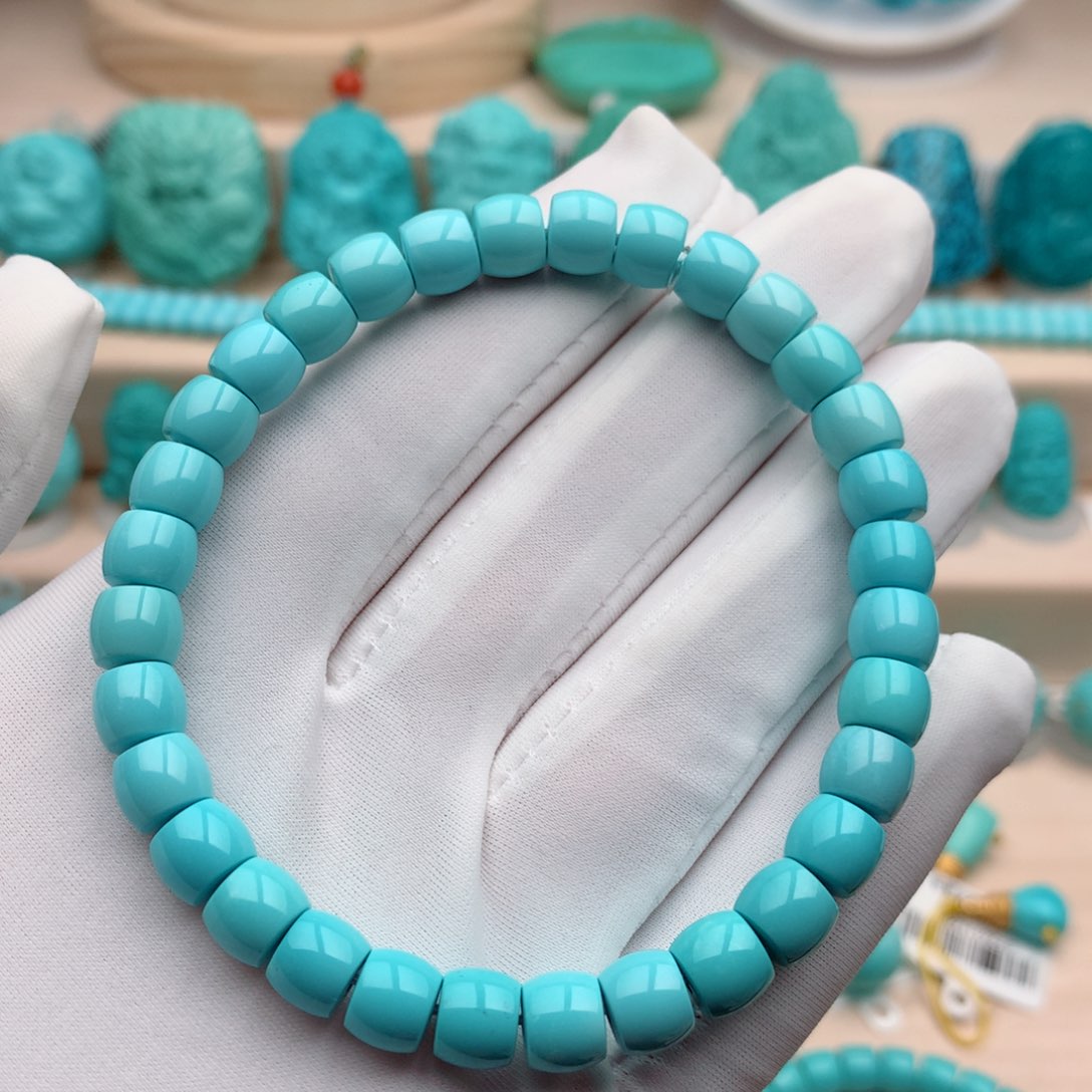 绿松石珠宝奇石未镶嵌7mm