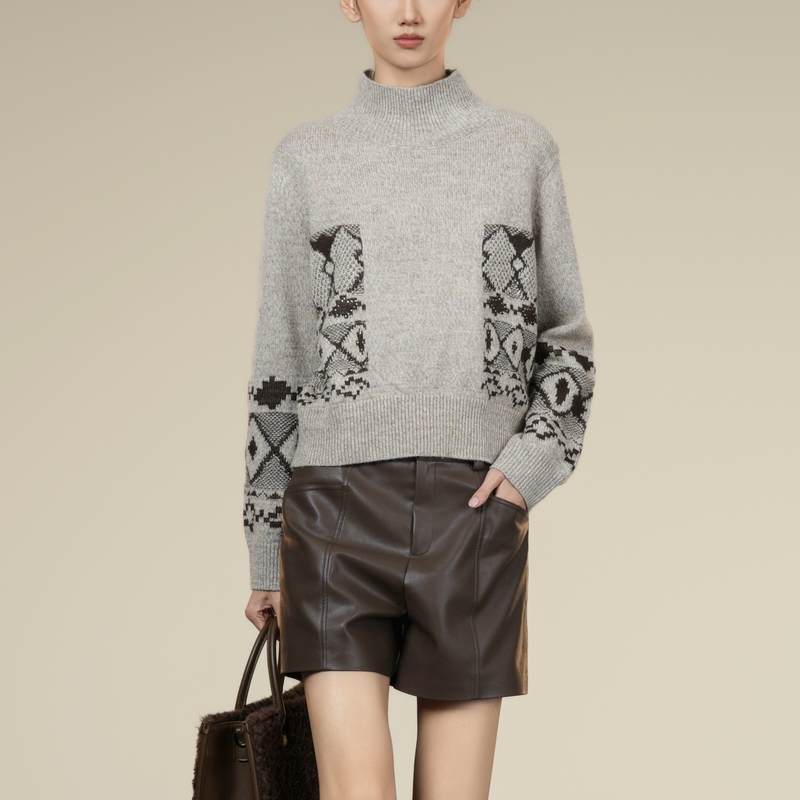 XG雪歌厚款中高领毛针织衫XK411043B560毛衫套头打底