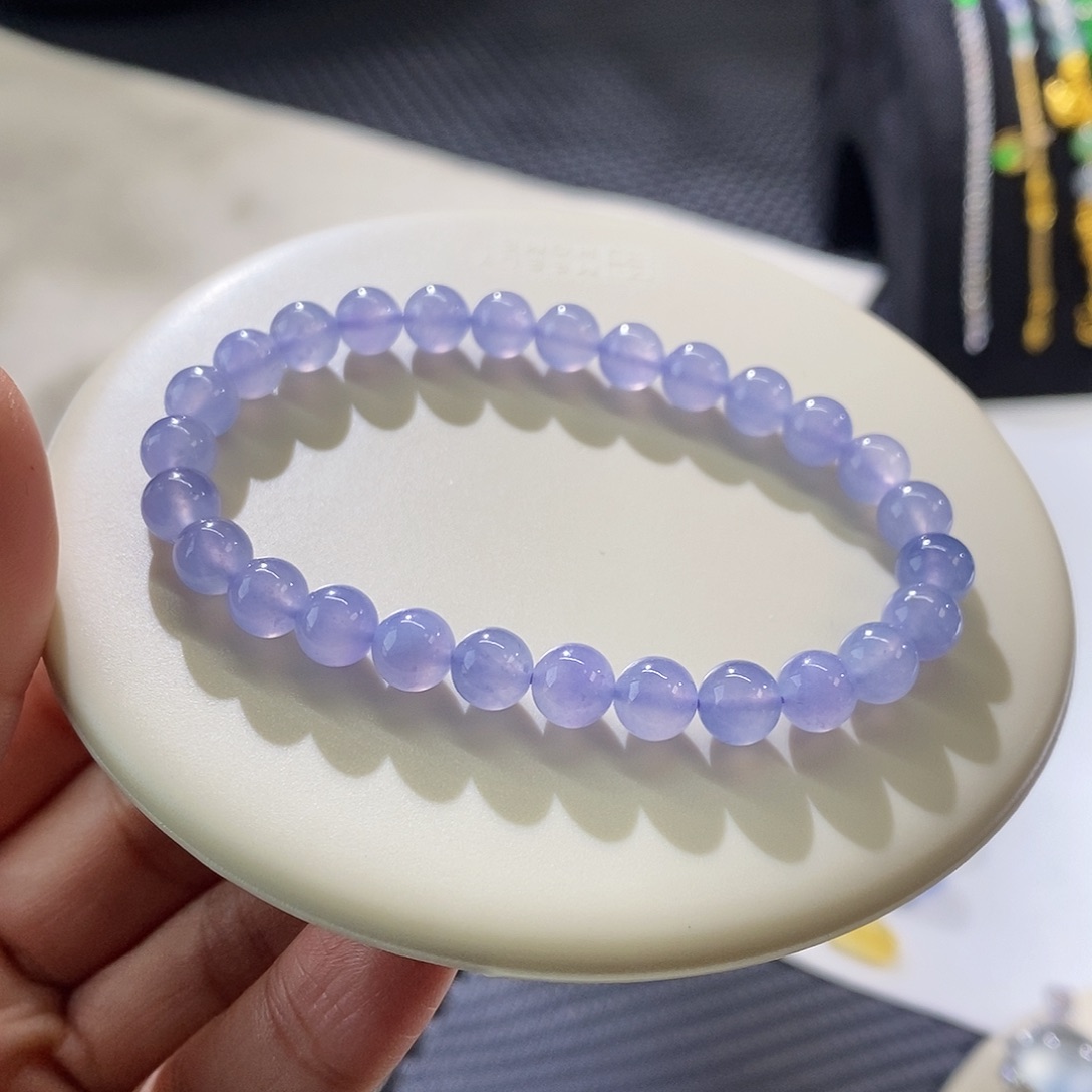 翡翠手链未镶嵌浓紫手串