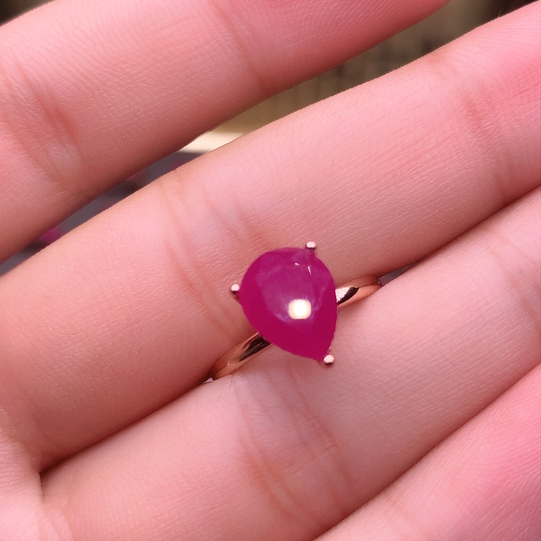 红宝石戒指银S925镶嵌