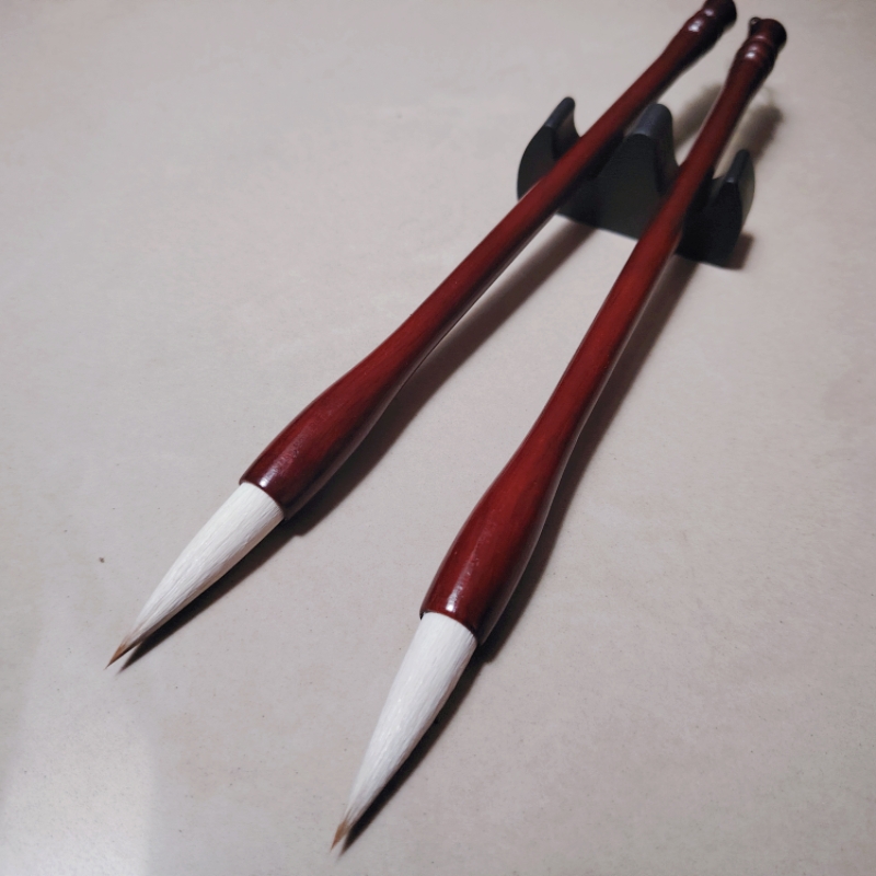 烈焰兼毫大楷毛笔2支到手 出锋4.5口径1.1楷行隶篆书大字对联国画