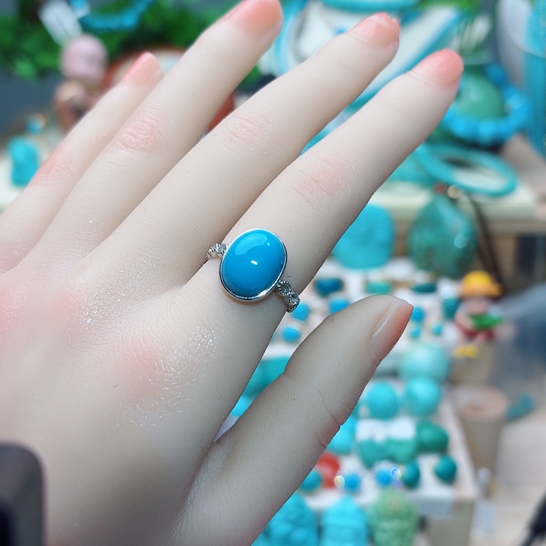 绿松石银S925镶嵌戒指