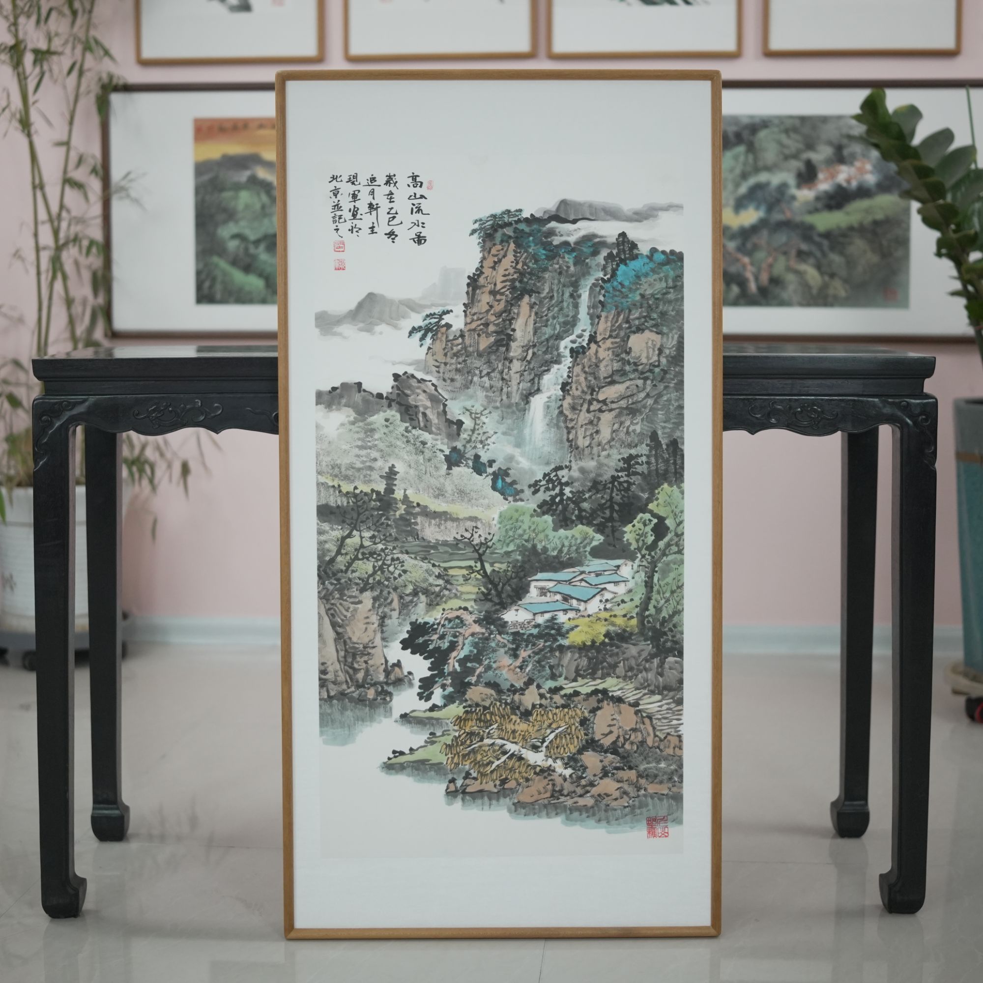 张现军老师手绘国画作品《高山流水图》尺码122*62厘米