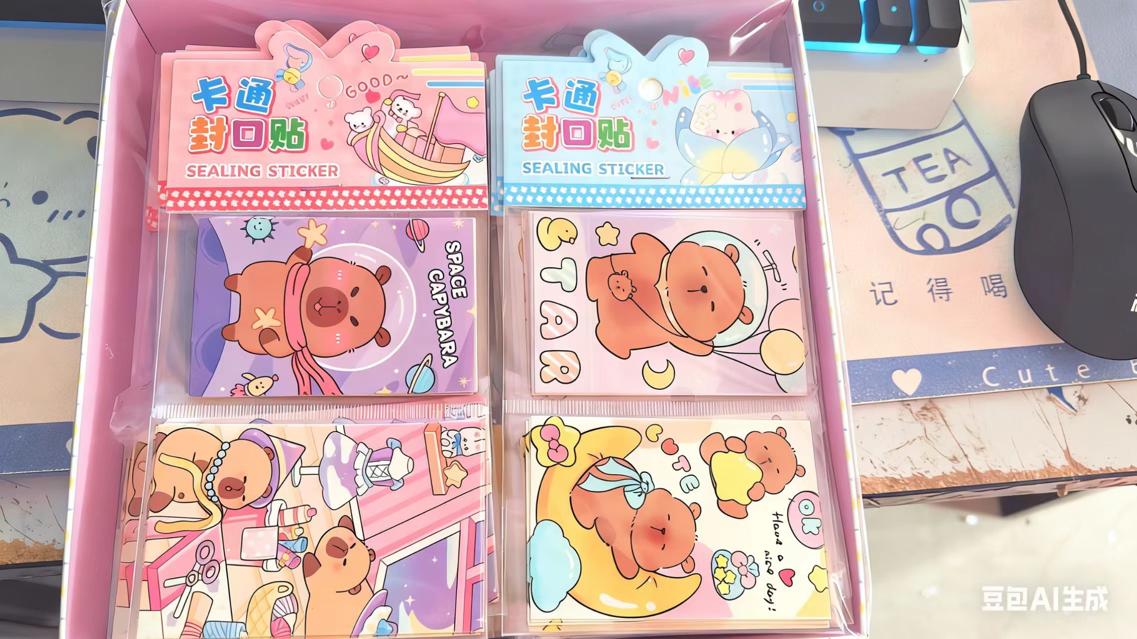 三折叠卡通封口贴