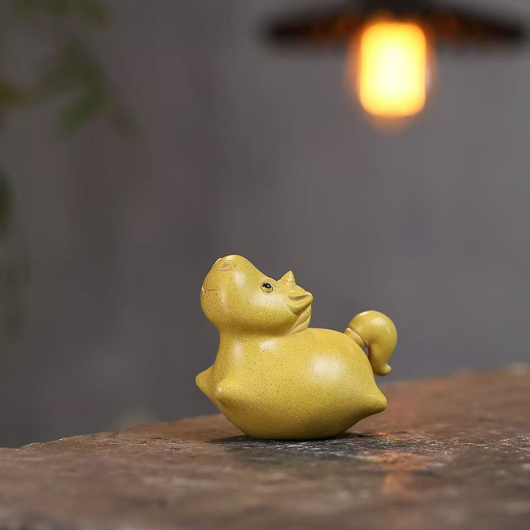 紫砂茶宠马原矿手工精品可养可爱趣味黄金段泥马茶桌茶具礼品摆件
