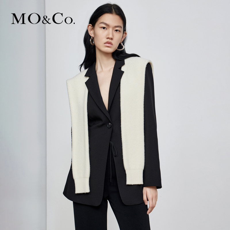 【千颂妮专享】MOCO秋季针织披肩垫肩收腰西装MBB3BLA008
