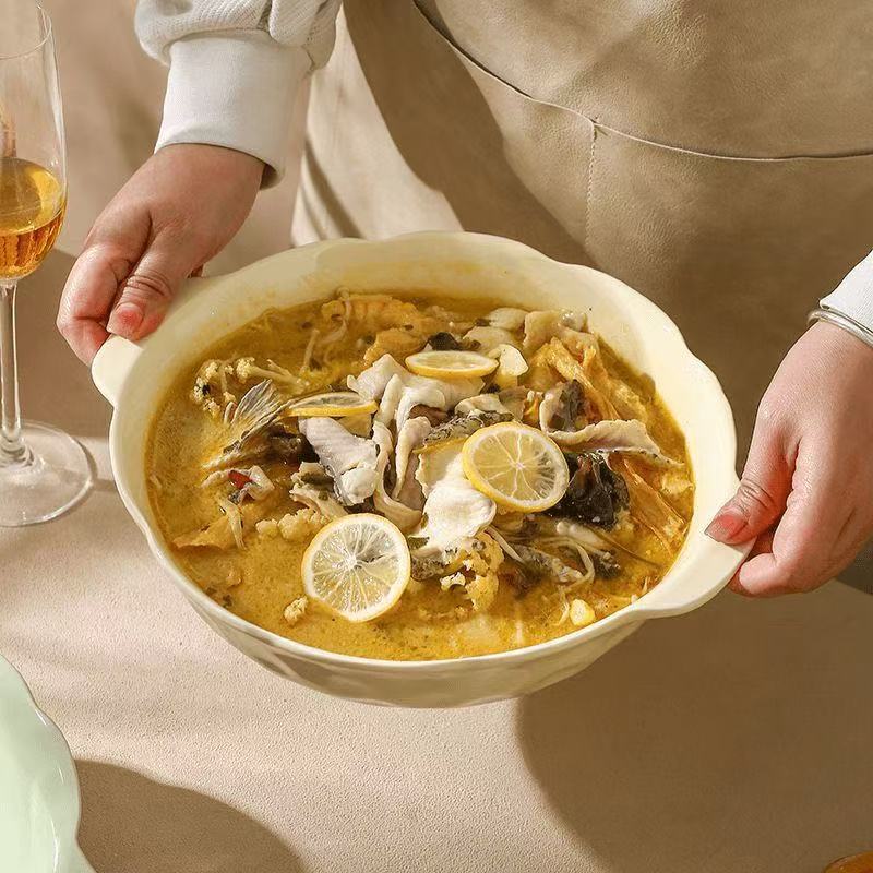 10英寸酸菜鱼大汤碗简约可爱实用喝汤耐高温轻奢厚实可微波烤箱