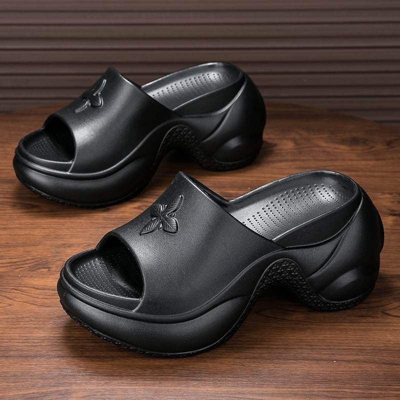 十字花厚底拖鞋女外穿夏季2024新款增高时尚高跟防臭凉拖防滑凉鞋