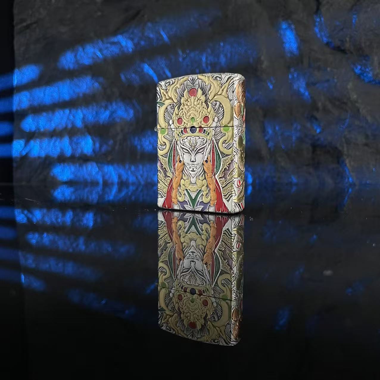 EIFFEL/埃菲尔902珐琅彩白鹤童子防风打火机男士个性创意