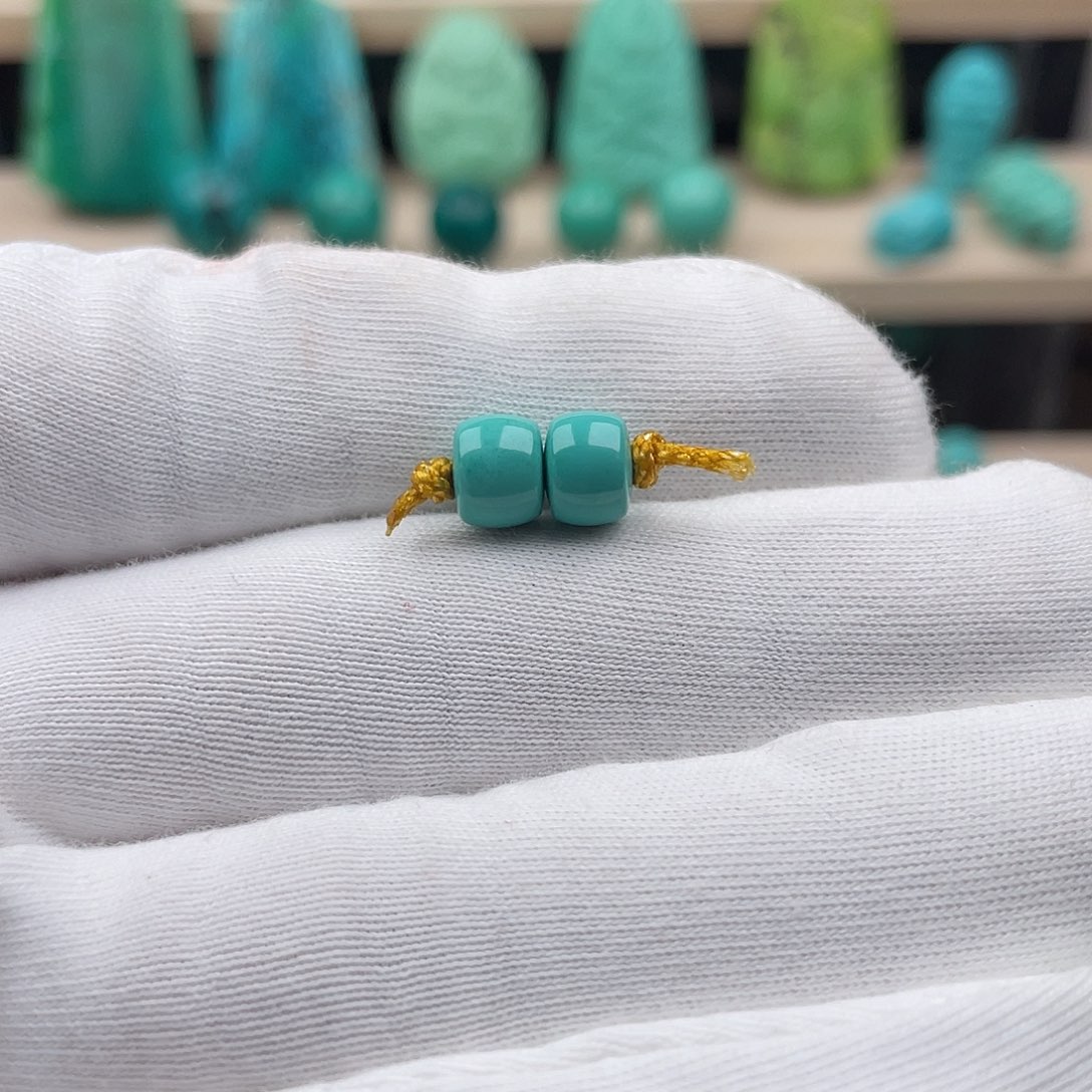 湖北秦古绿料7mm直切一对