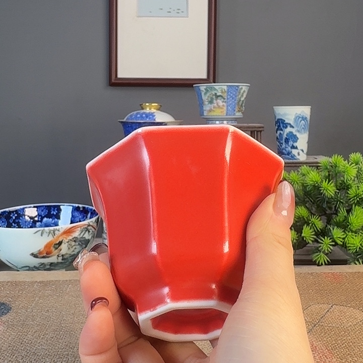 摆件景德柴烧茶杯多人