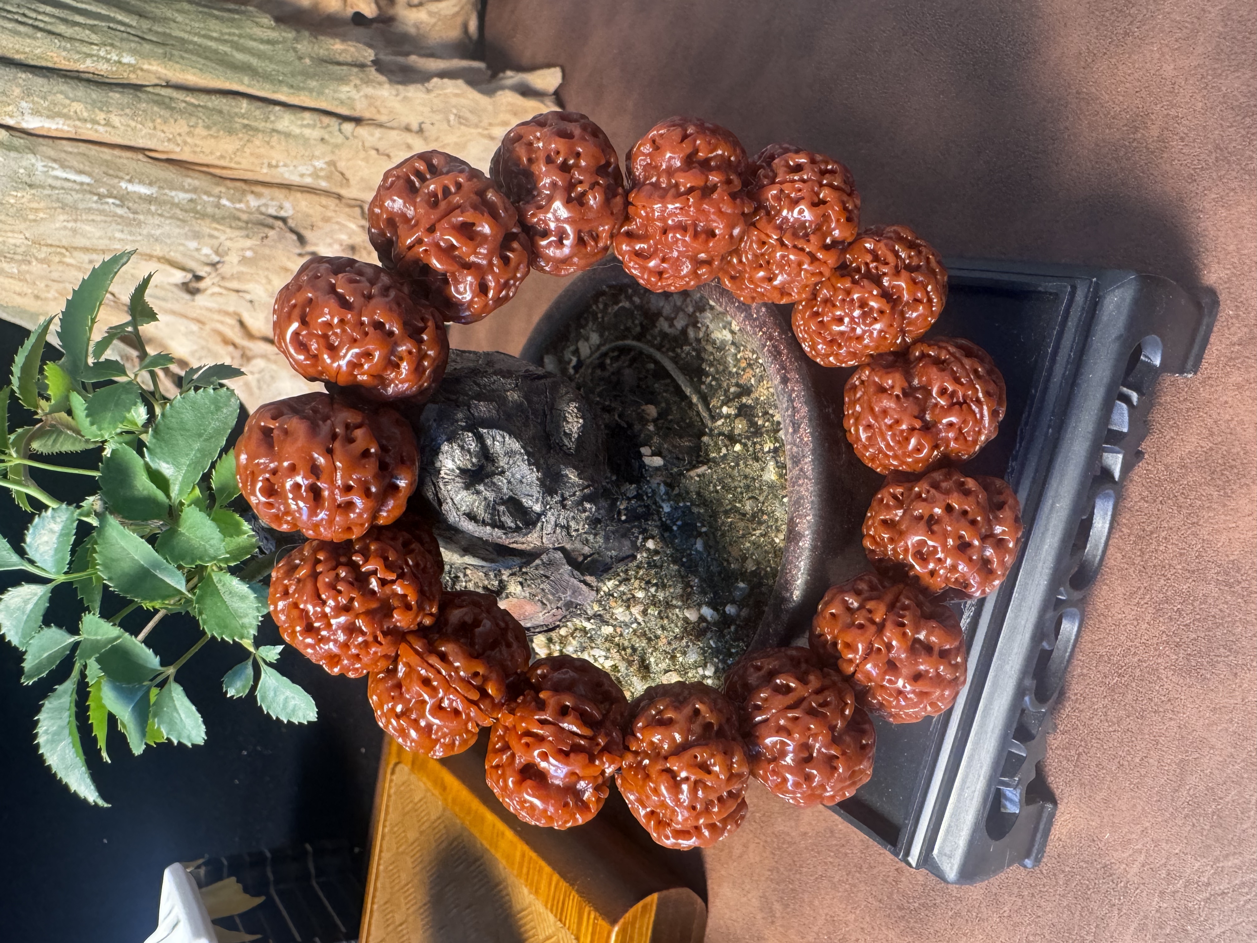 20-21mm尼泊尔大金刚单圈菩提玉化包浆蜂窝男士大气手串