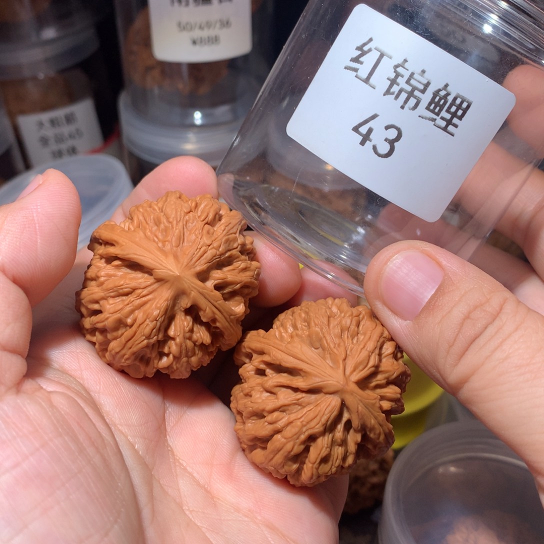 把件文玩核桃43红锦鲤