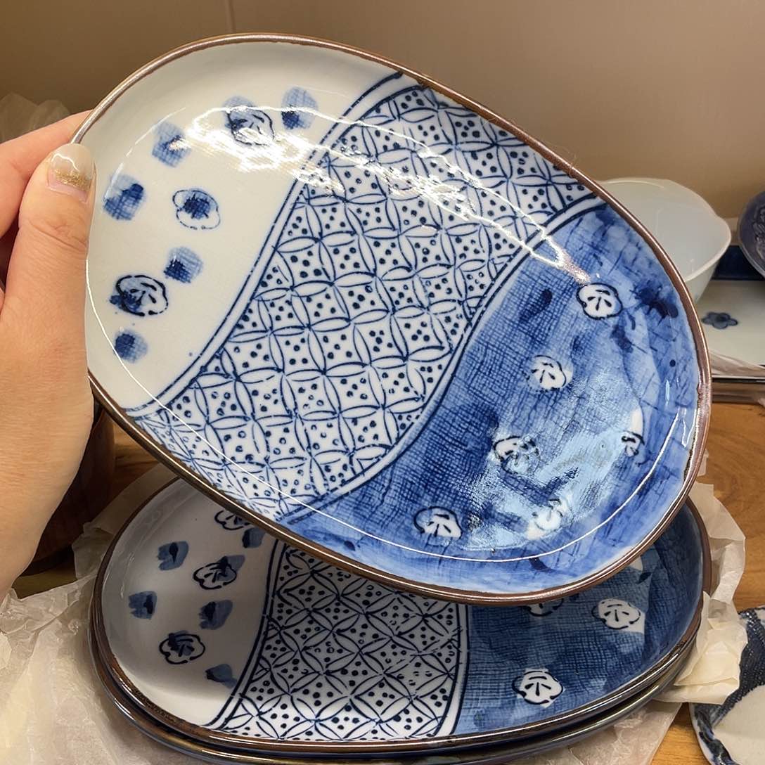 瓷片大号青花椭圆盘子