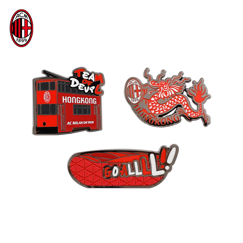 AC米兰香港季前赛限定徽章套装米兰球迷周边赛事纪念品徽章套