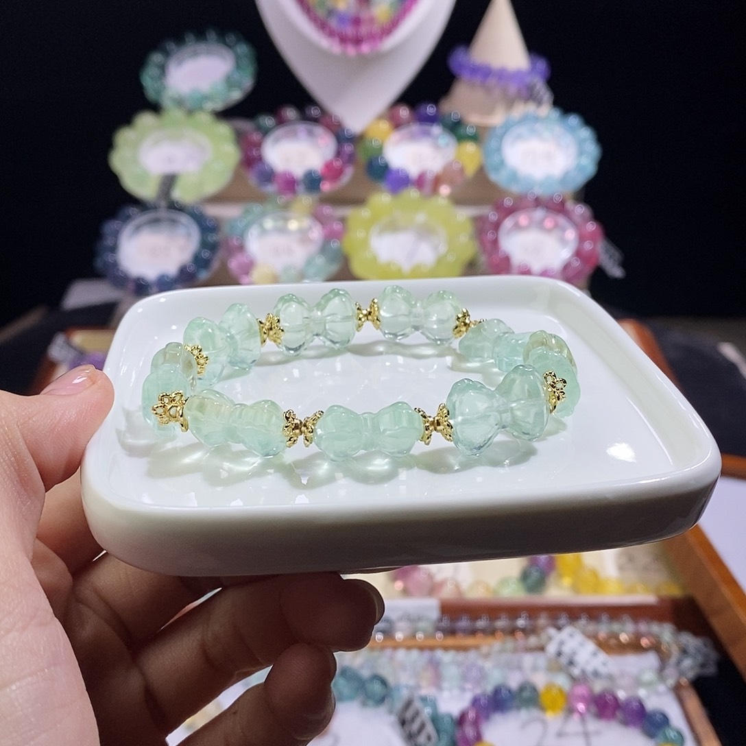 银S925镶嵌手链萤石蝴蝶结