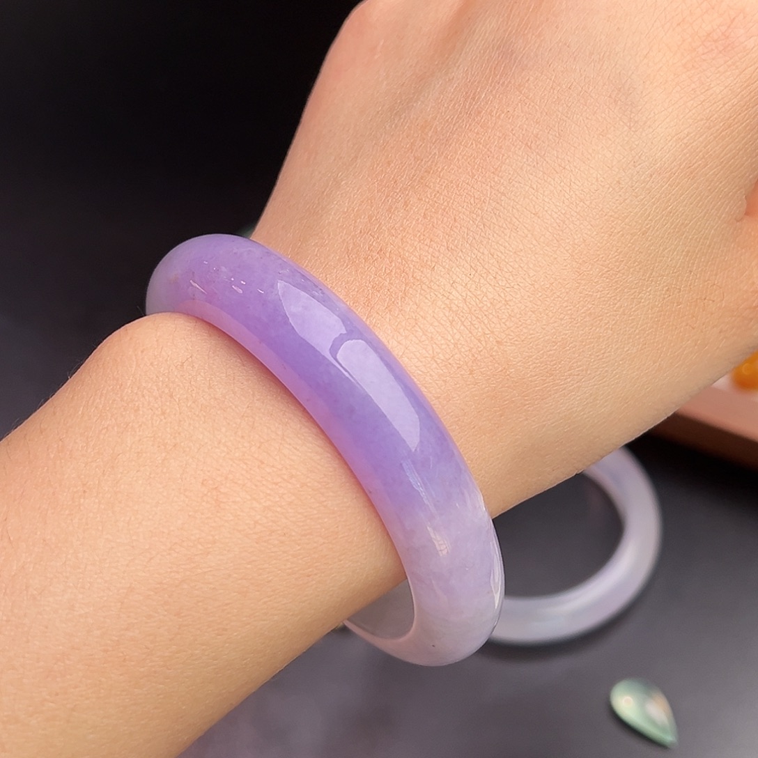 翡翠未镶嵌手镯紫色手镯
