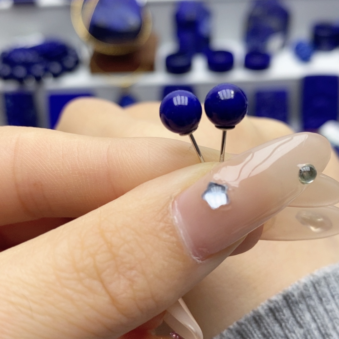 青金石未镶嵌耳饰6.6mm