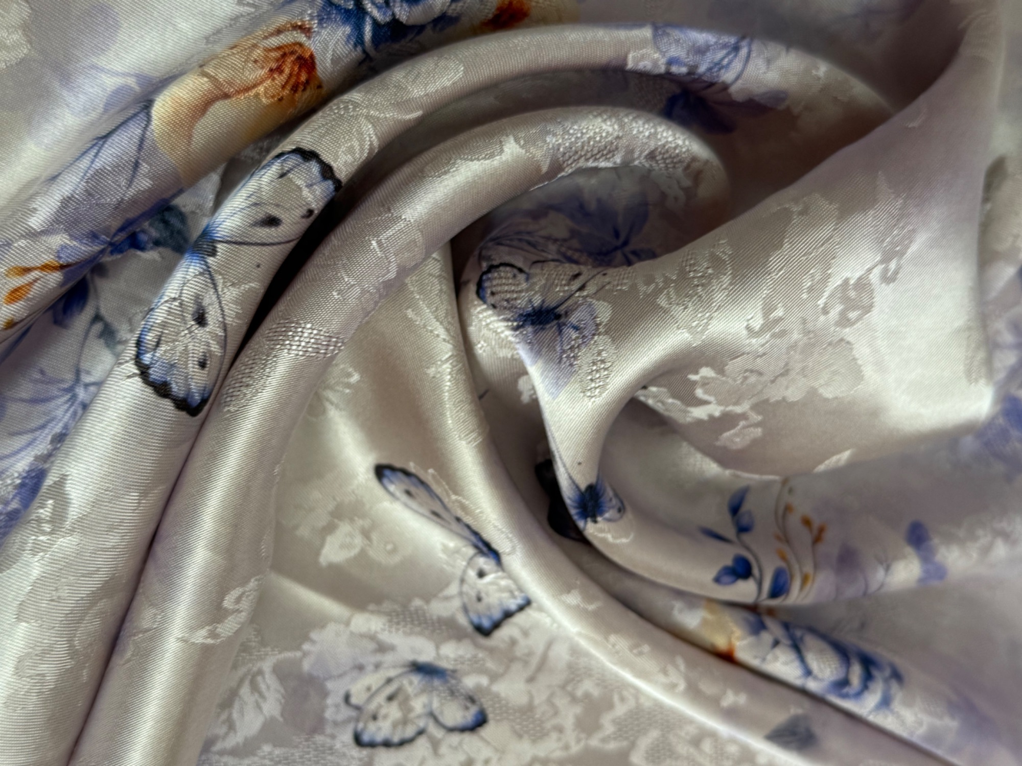 【兰花蝶】布头时尚女装面料花萝香云纱绢纺莨纱重磅顺德莨绸