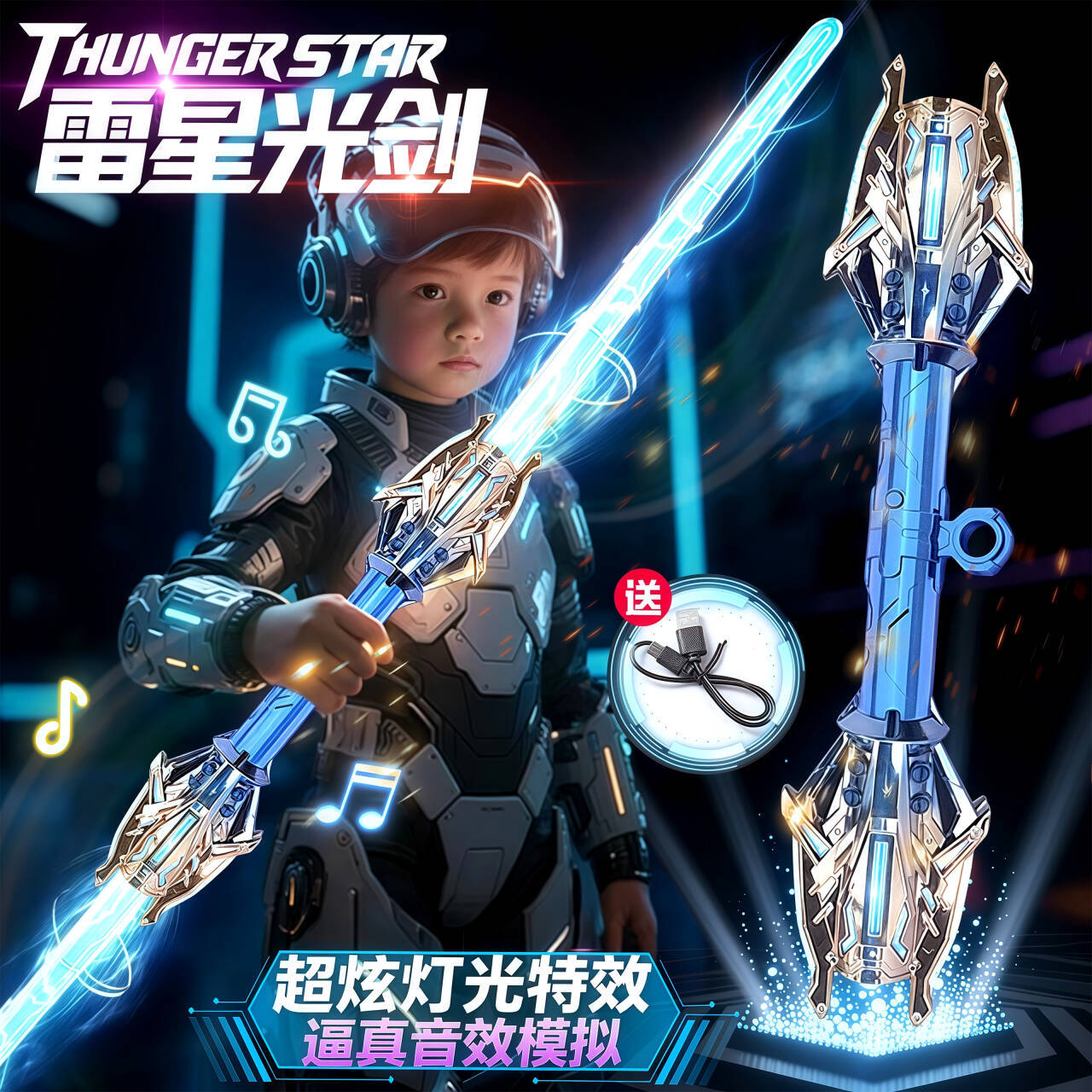 雷星权杖双刃刀剑玩具星球大战激光剑发光剑夜光宝剑荧光棒炫酷