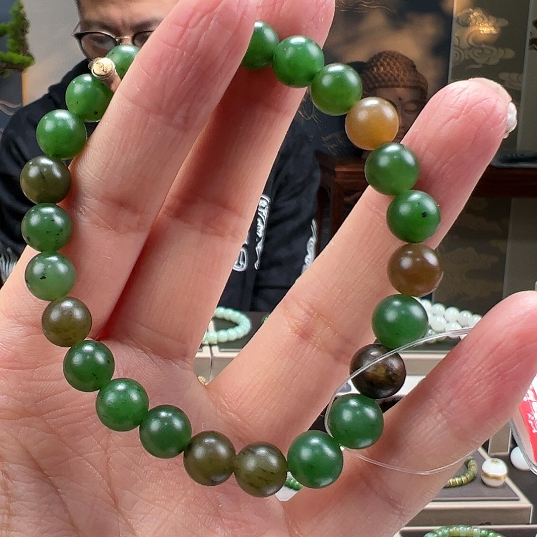 和田玉碧玉卡8m m未镶嵌