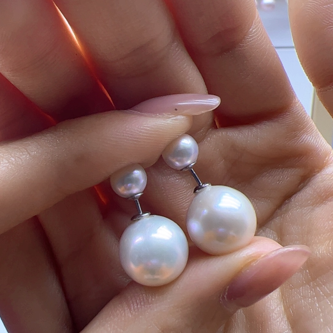 淡水珍珠耳饰银S925镶嵌