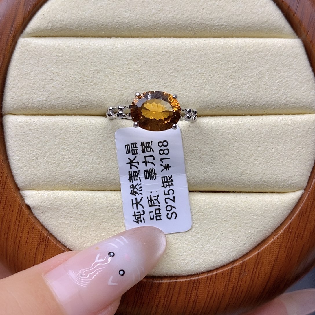 哈****银S925镶嵌水晶珠宝半成品纯天然无优化黄水晶Q