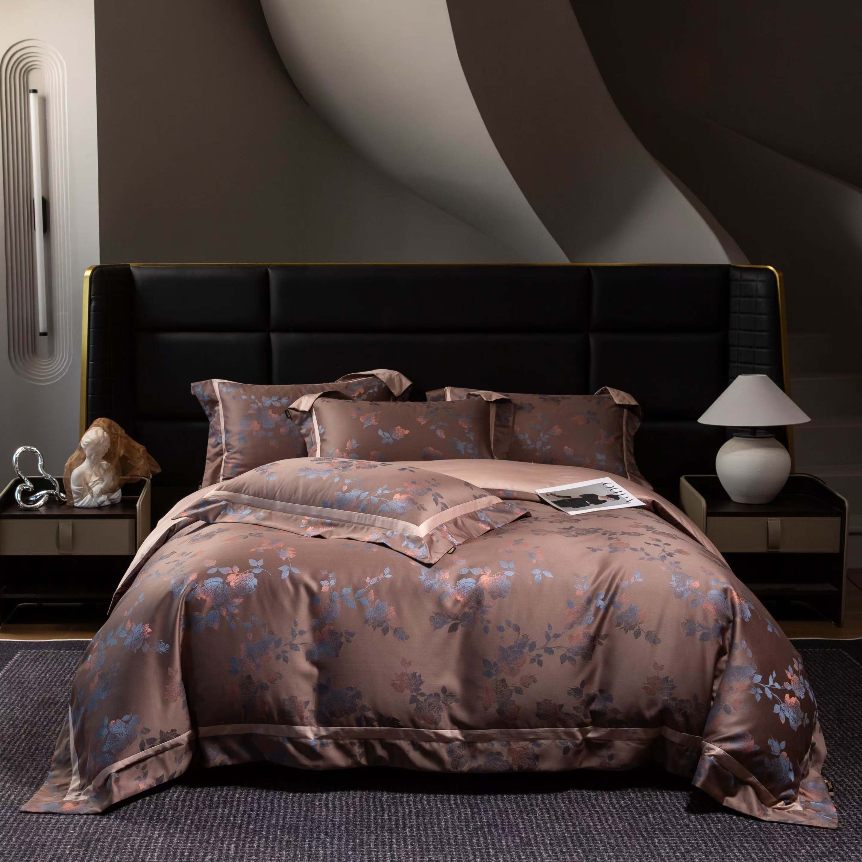 暗香玫丽 轻奢色织长绒棉四件套秋冬款床品套件高档被套四件套